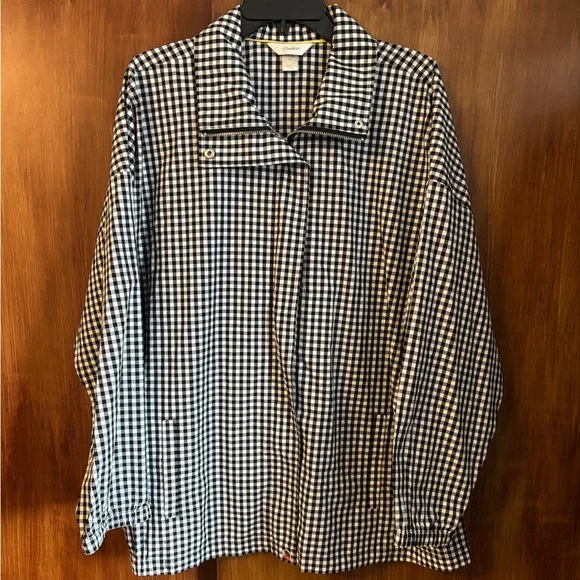 EUC Vintage CJ Banks Black & White Gingham Check Cotton Jacket | Women’s Plus 2X - Picture 1 of 16